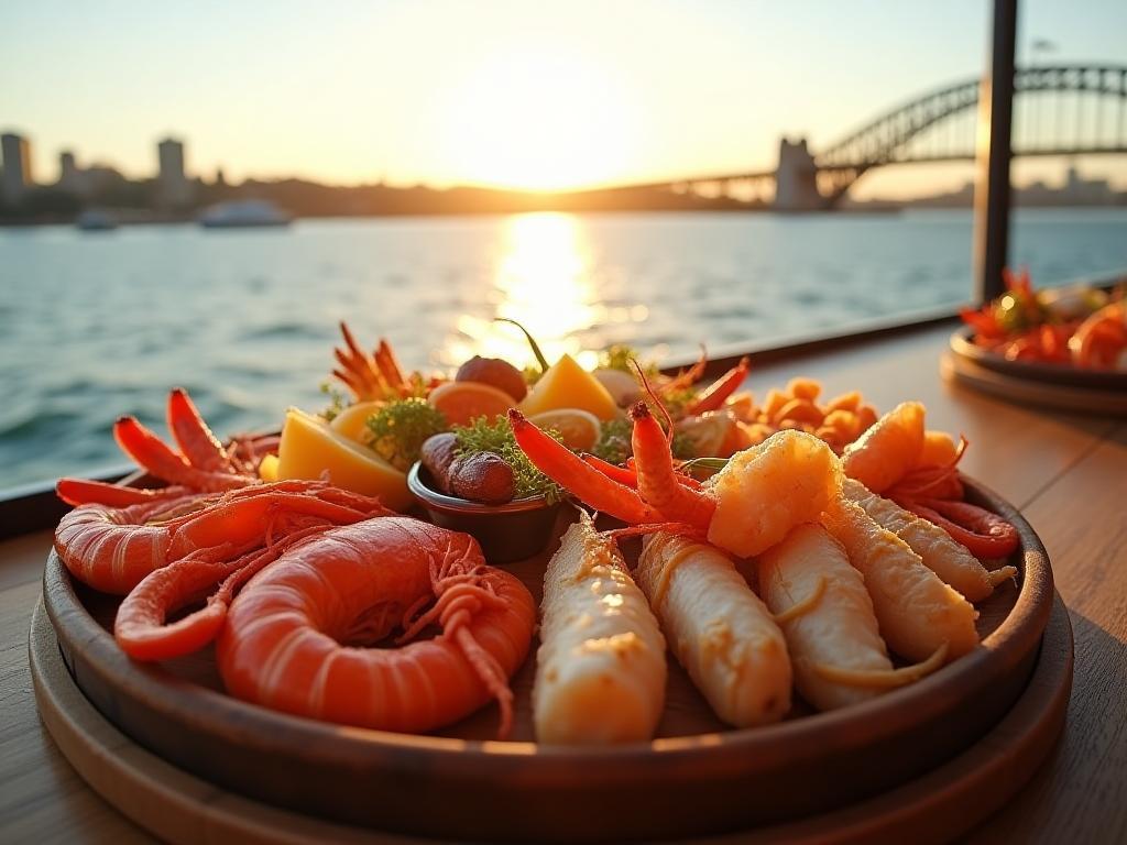 Signature seafood platter overlooking Sydney Harbour